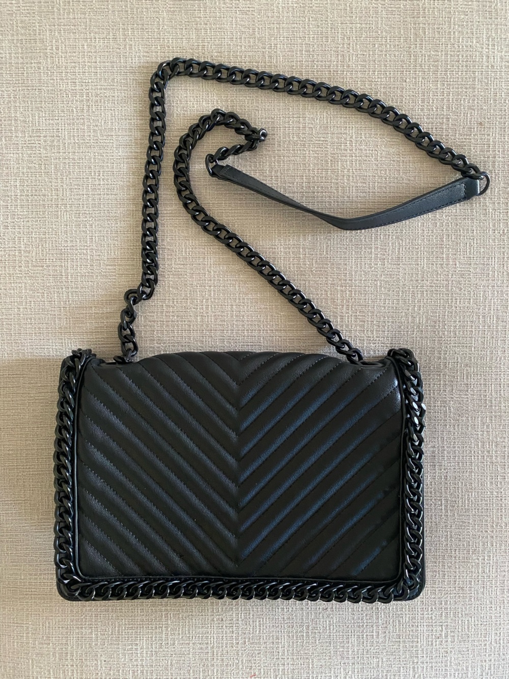 Aldo Black Leather Chain Crossbody Bag